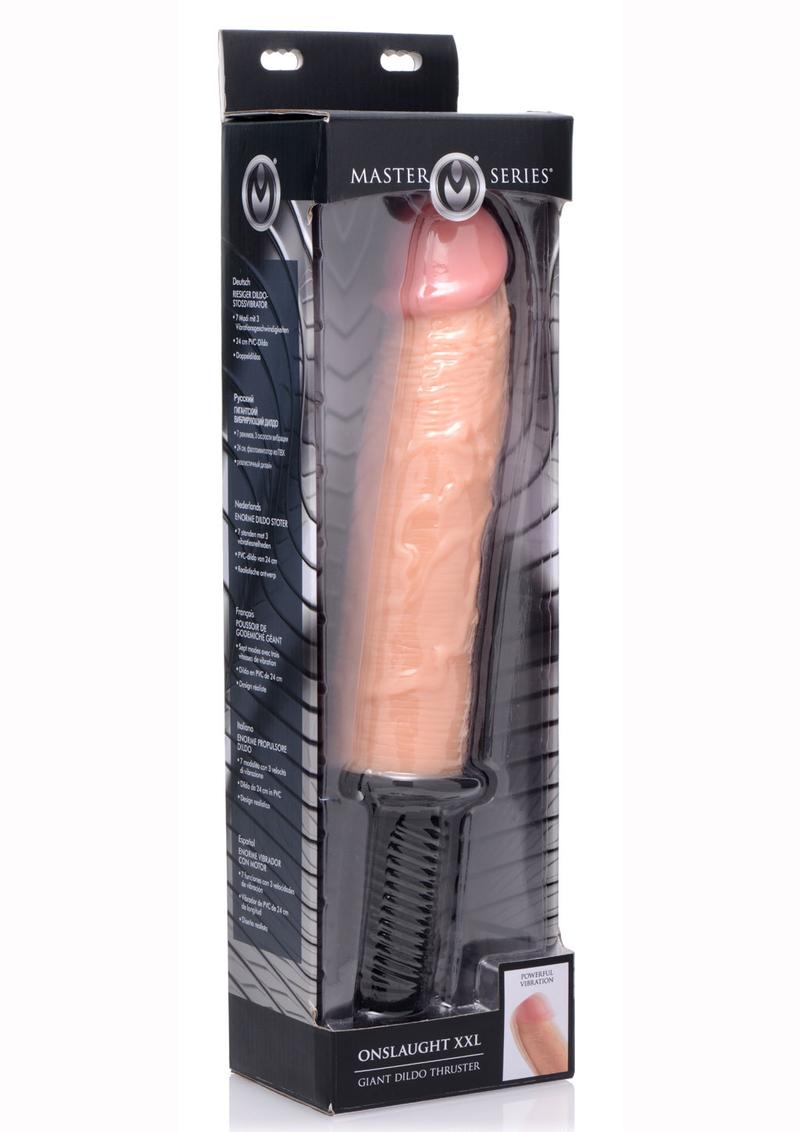 Master Series Onslaught XXL Vibrating Giant 9.75in Dildo Thruster