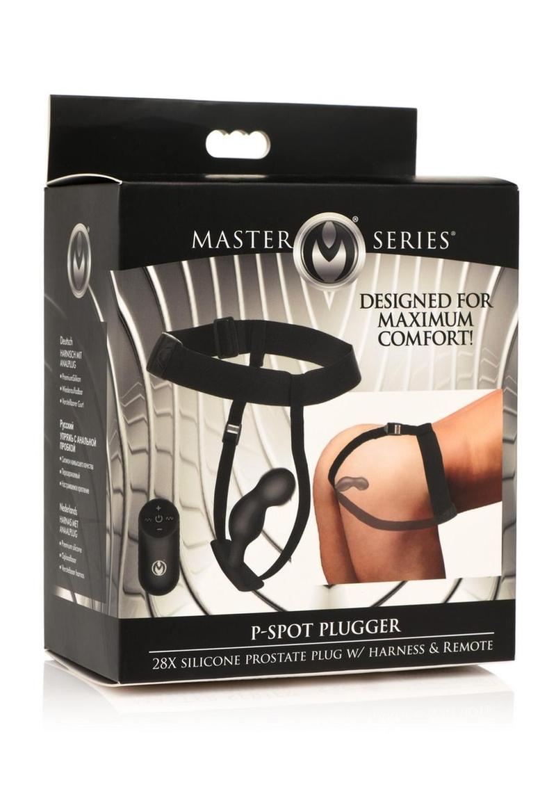 Master Series P-Spot Plugger 28x Rechargeable Silicone Prostate Plug with Harness and Remote Control