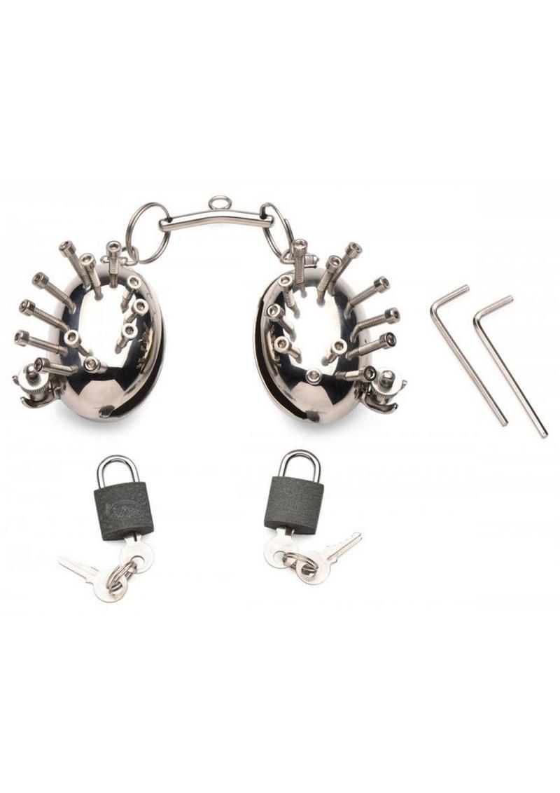 Master Series Scrotum Egg Shells with Spikes Stainless