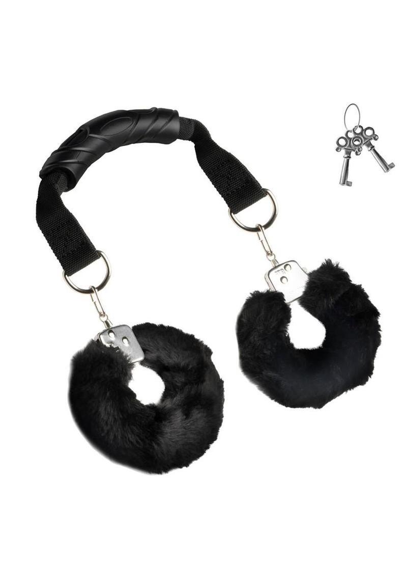 Master Series The Handler Furry Handcuffs with Handle