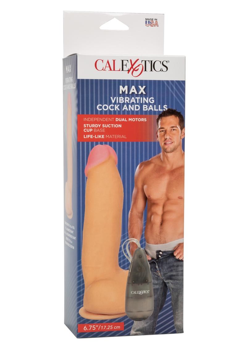 Max Vibrating Cock and Balls Dildo with Balls and Remote Control