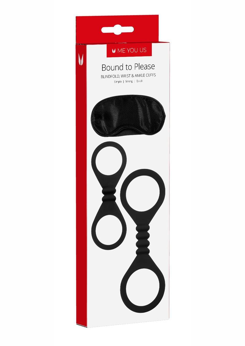 ME YOU US Bound to Please Blindfold, Silicone Wrist and Ankle Cuffs