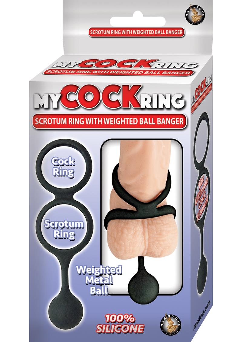 My Cock Ring Scrotum Ring with Weighted Ball Banger Silicone Cock Ring