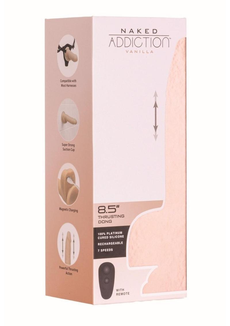 Naked Addiction Maximum Thrusting and Vibrating Rechargeable Silicone Dong with Remote Control
