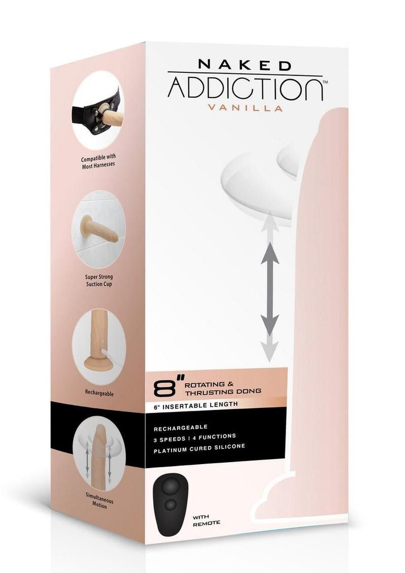 Naked Addiction Rotating and Thrusting Vibrating Rechargeable Silicone Dong with Remote Control