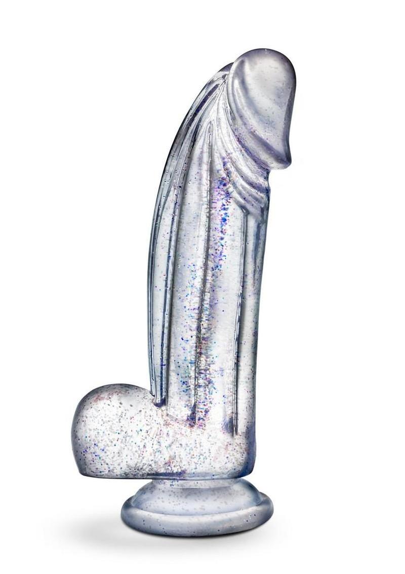 Naturally Yours Bling Dildo with Balls 7.5in - Sparkling