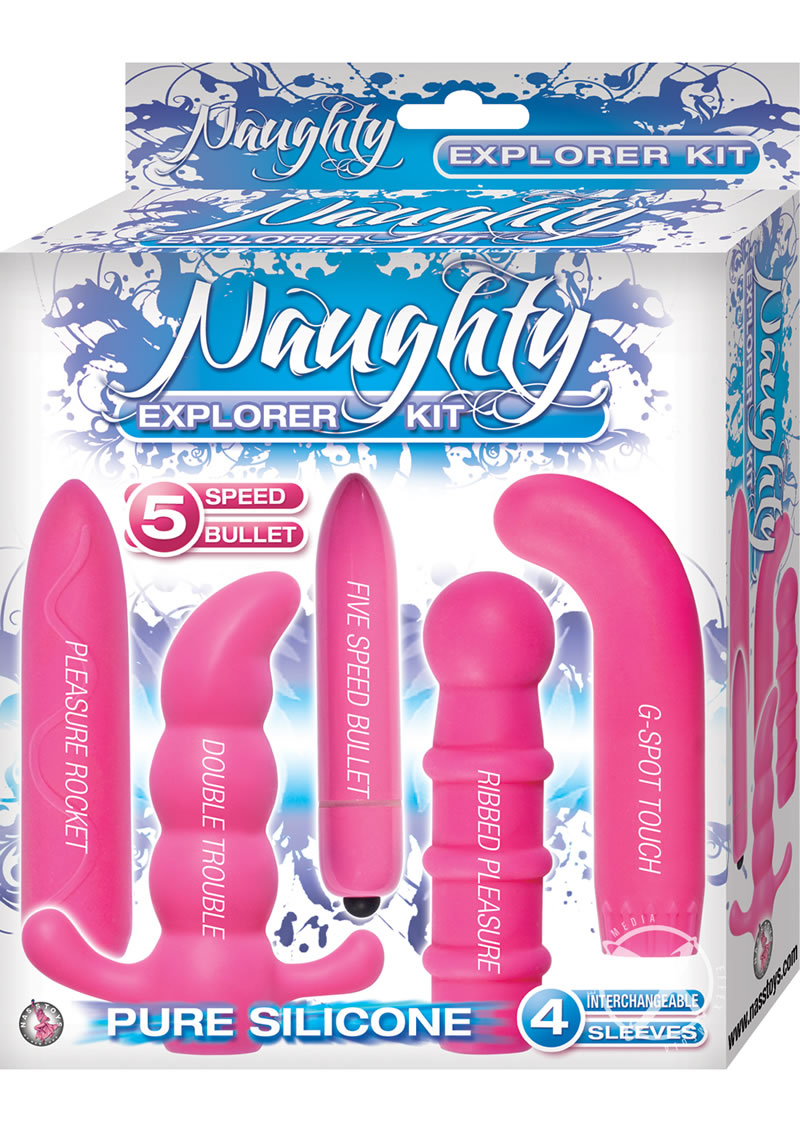 Naughty Explorer Silicone Vibrator Kit with Sleeves