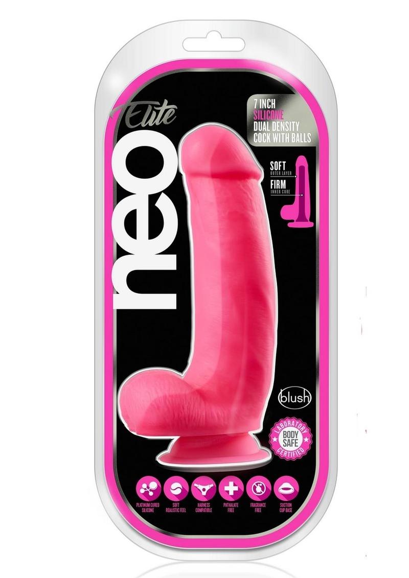 Neo Elite Silicone Dual Density Dildo with Balls
