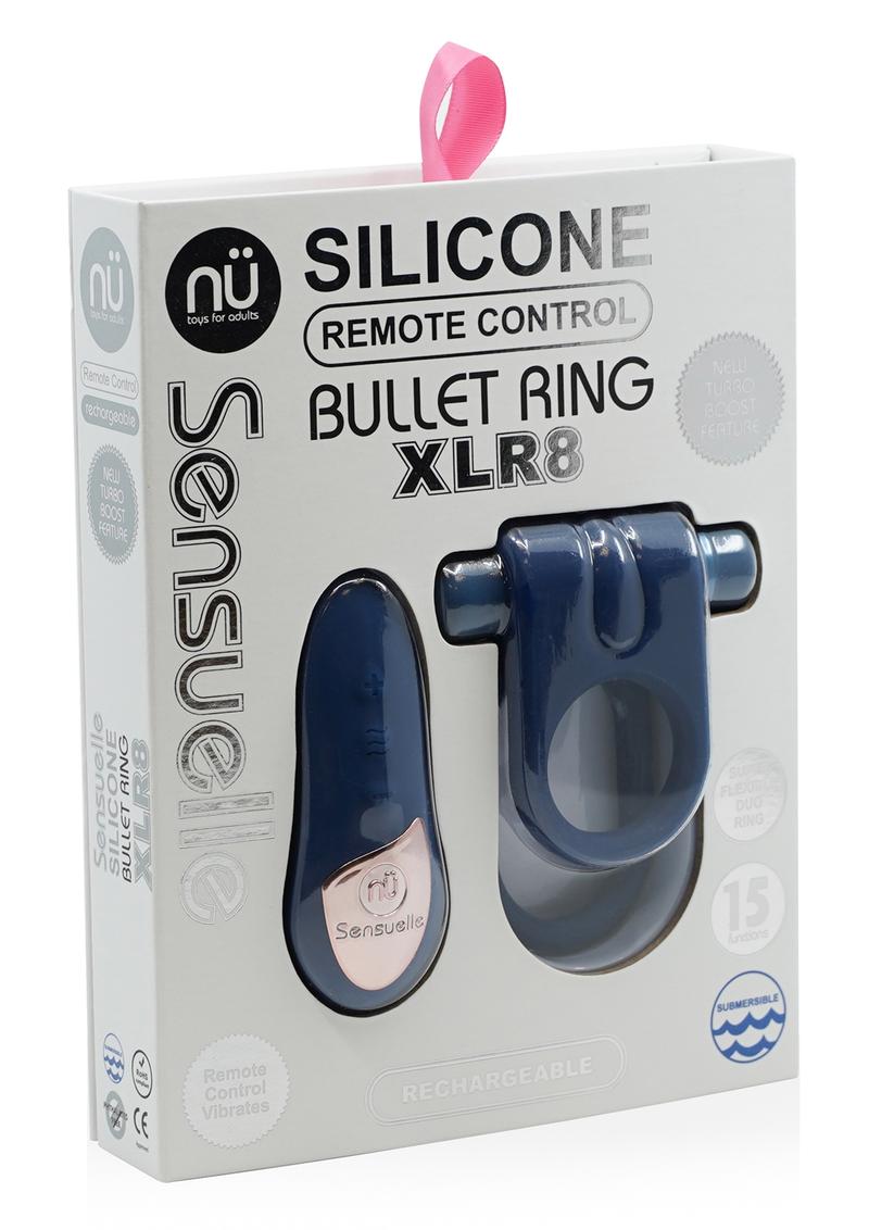 Nu Sensuelle Silicone Bullet Ring Xlr8 Rechargeable Vibrating Cock Ring with Remote Control