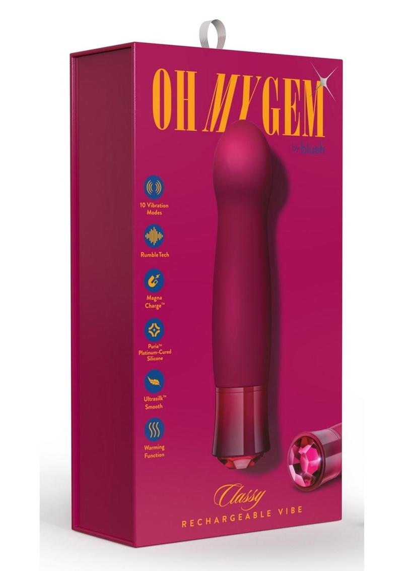 Oh My Gem Classy Rechargeable Silicone Vibrator - Garnet