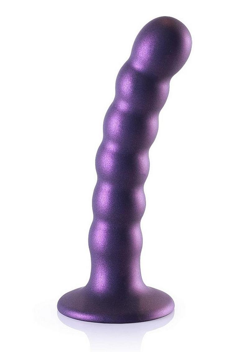 Ouch! Beaded G-Spot Silicone Dildo 5in - Metallic