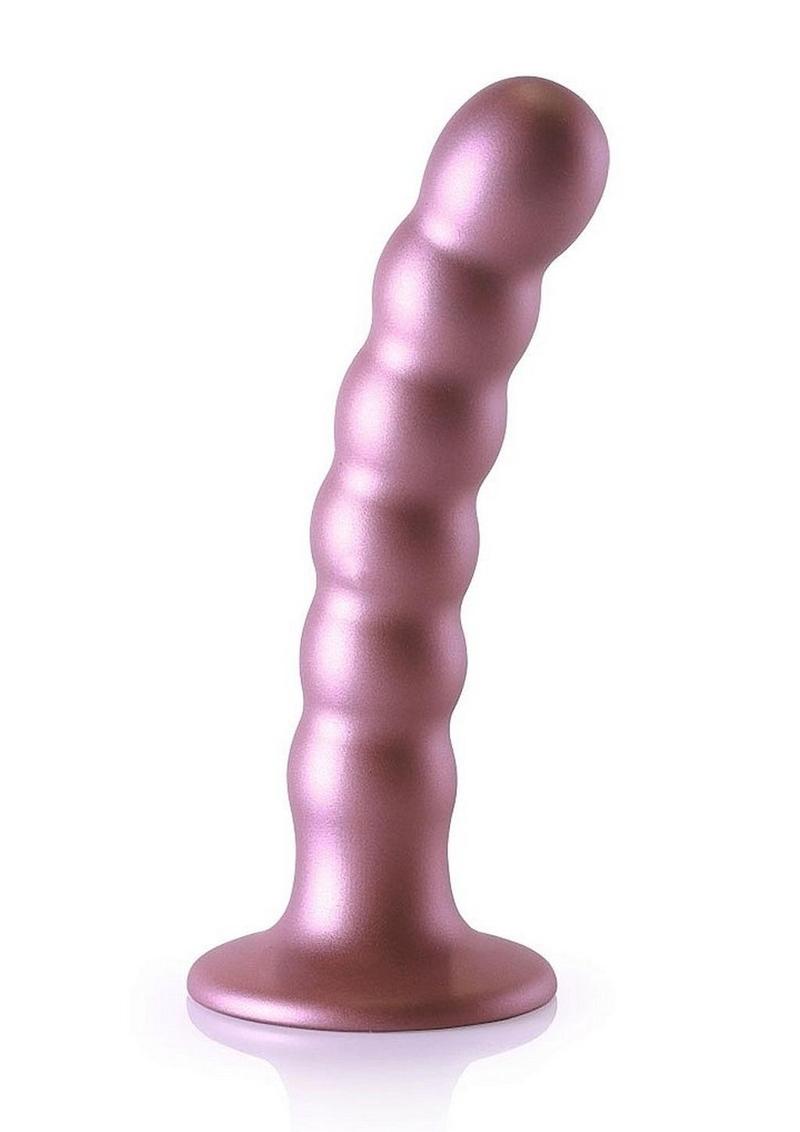 Ouch! Beaded G-Spot Silicone Dildo 5in - Metallic