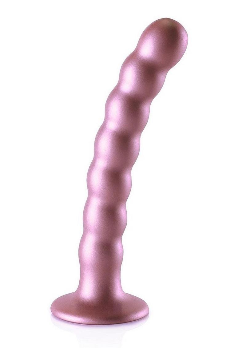 Ouch! Beaded G-Spot Silicone Dildo 6.5in - Metallic