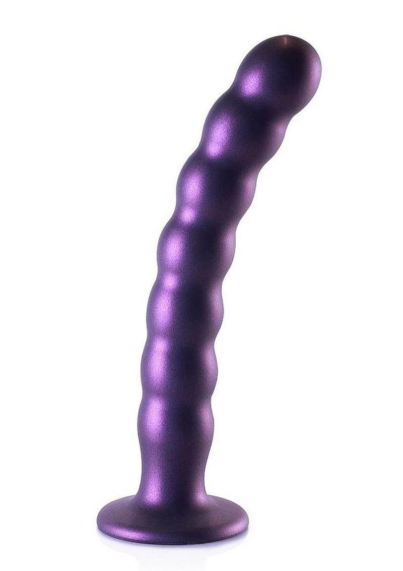 Ouch! Beaded G-Spot Silicone Dildo 8in - Metallic