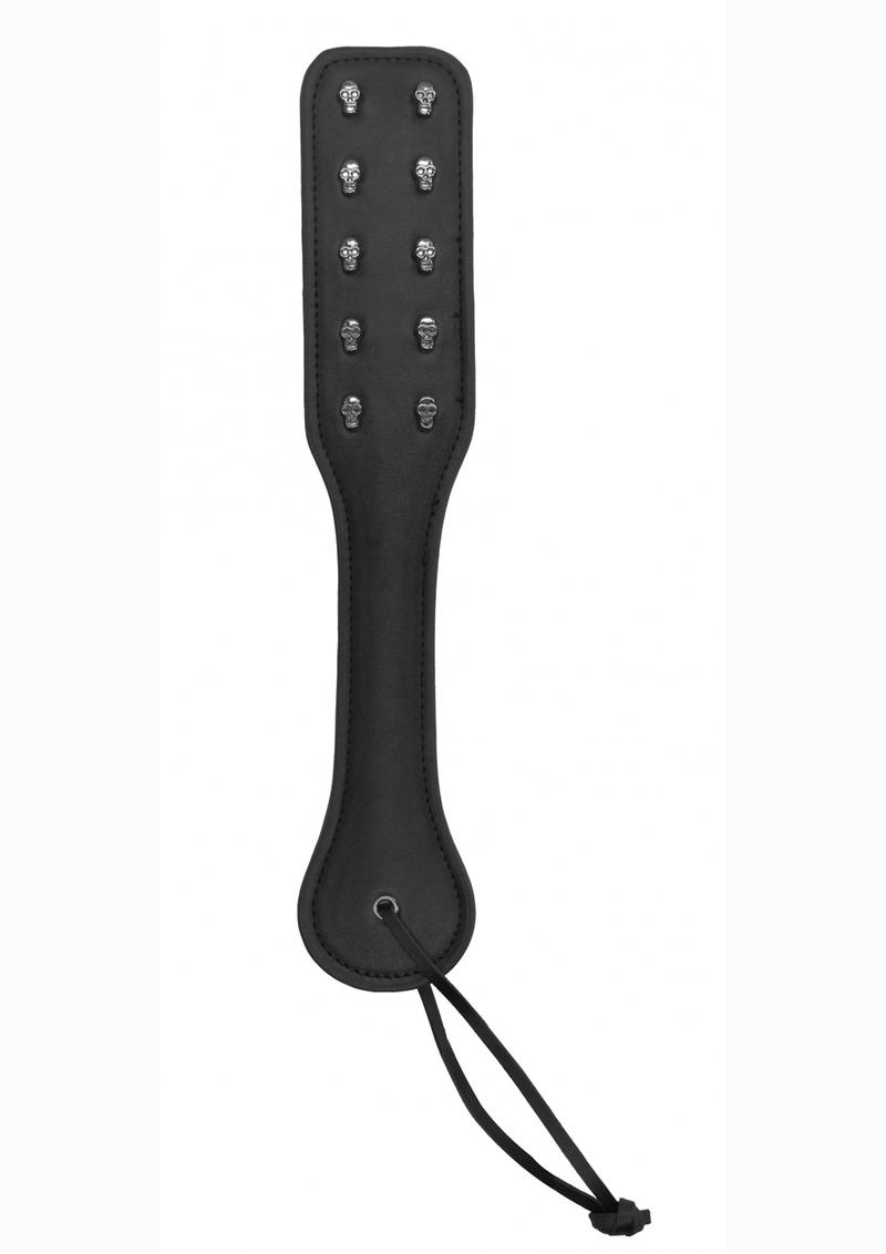 Ouch! Skulls and Bones Leather Paddle with Skulls