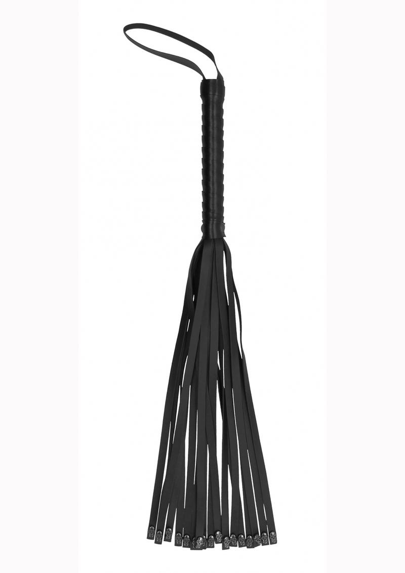 Ouch! Skulls and Bones Leather Whip with Skulls