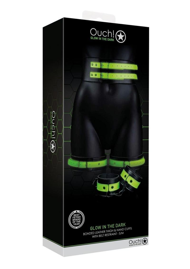 Ouch! Thigh Cuffs with Belt and Handcuffs