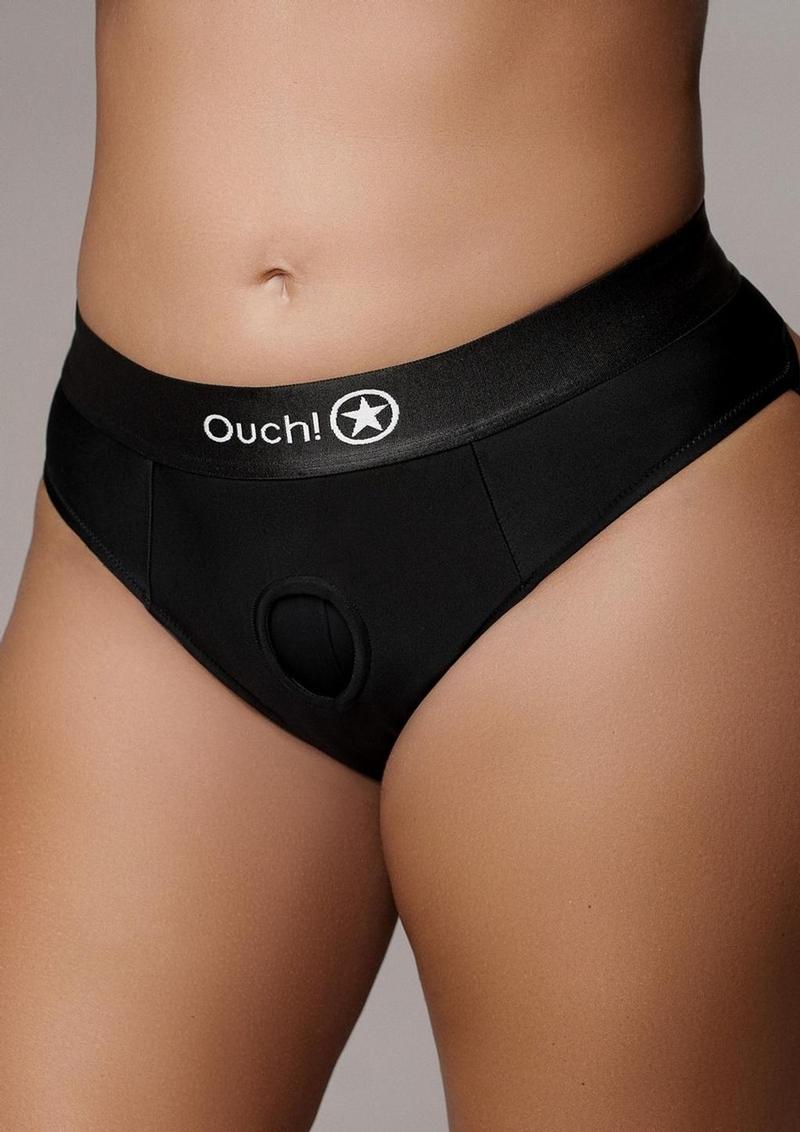 Ouch! Vibrating Strap-On Thong with Removable Butt Straps Rechargeable