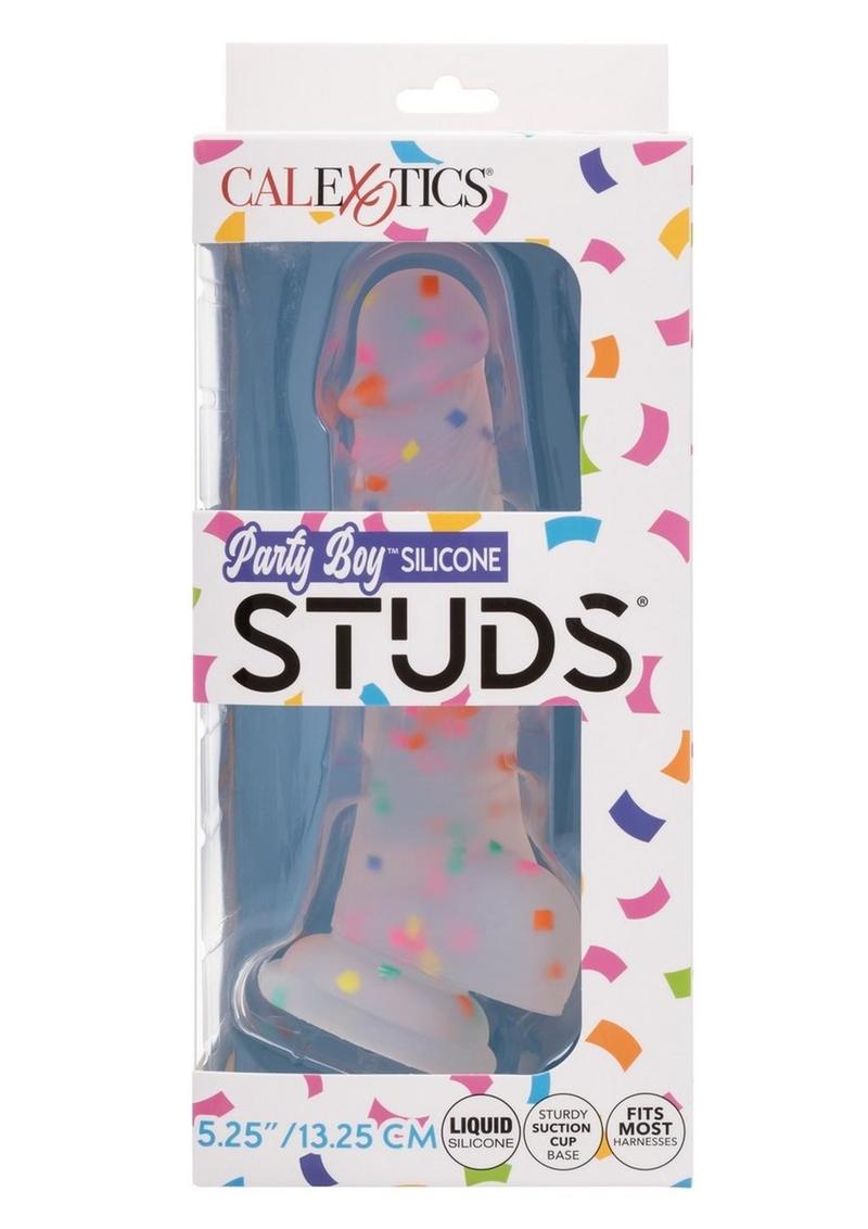 Party Boy Silicone Studs Dong with Suction Cup 5.25in Insert