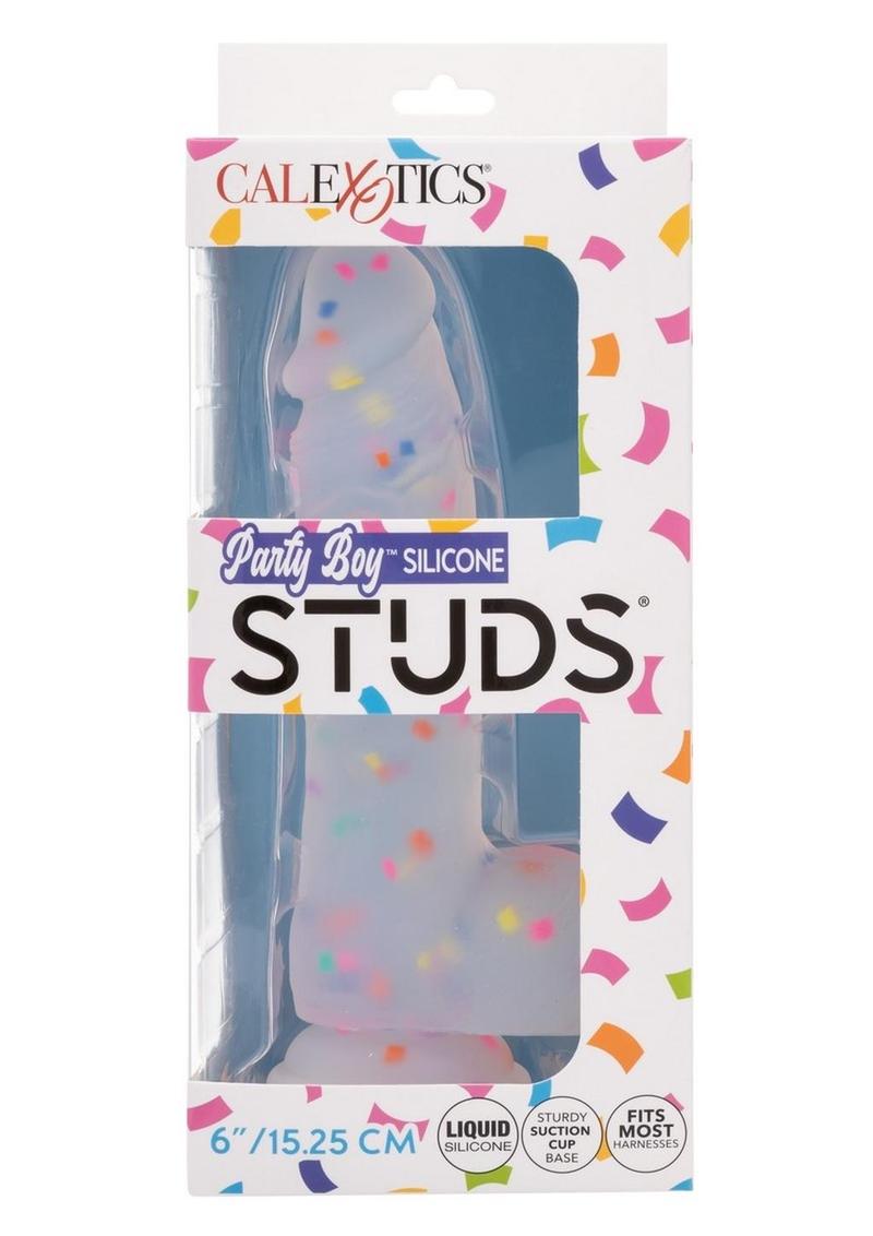 Party Boy Silicone Studs Dong with Suction Cup 6in Insert