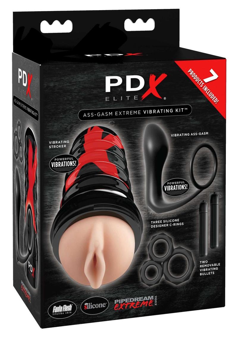 Pipedream Extreme Elite Ass-Gasm Vibrating Kit Masturbator with Bullets - Pussy
