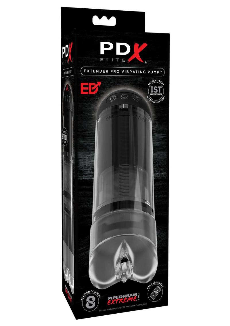 Pipedream Extreme Elite Rechargeable Extender Pro Vibrating Pump Masturbator - Pussy