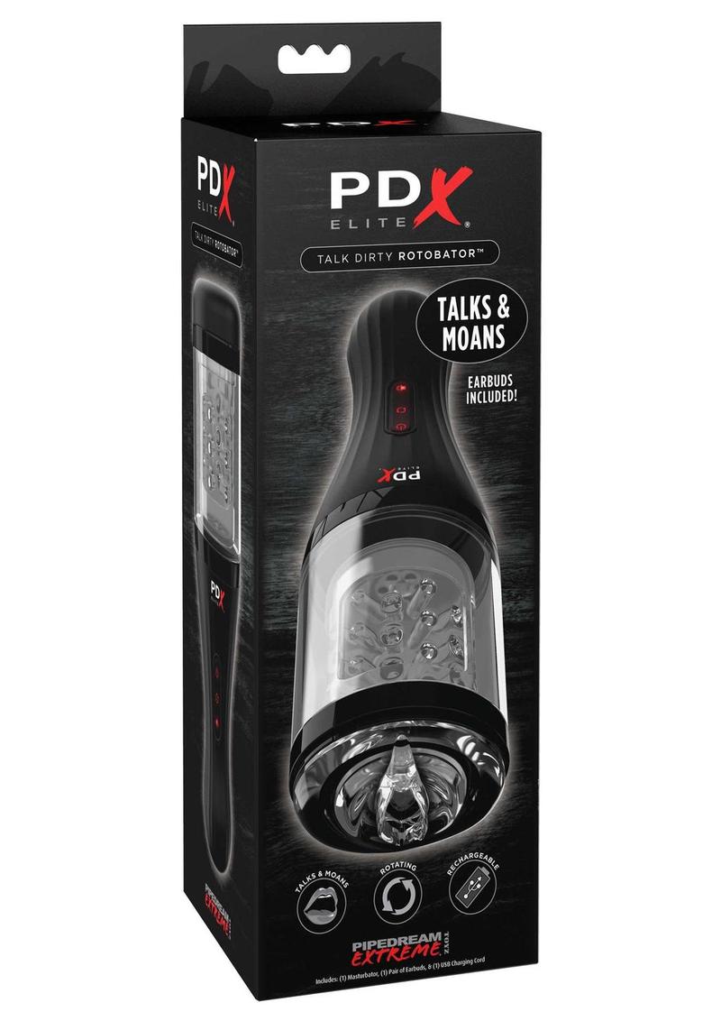 Pipedream Extreme Elite Rechargeable Talk Dirty Rotobator Masturbator - Pussy