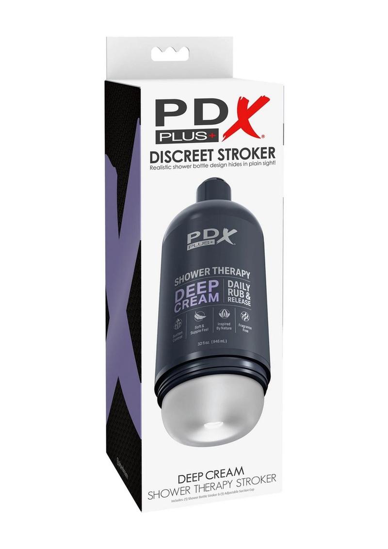Pdx Plus Shower Therapy Deep Cream Discreet Stroker - Frosted