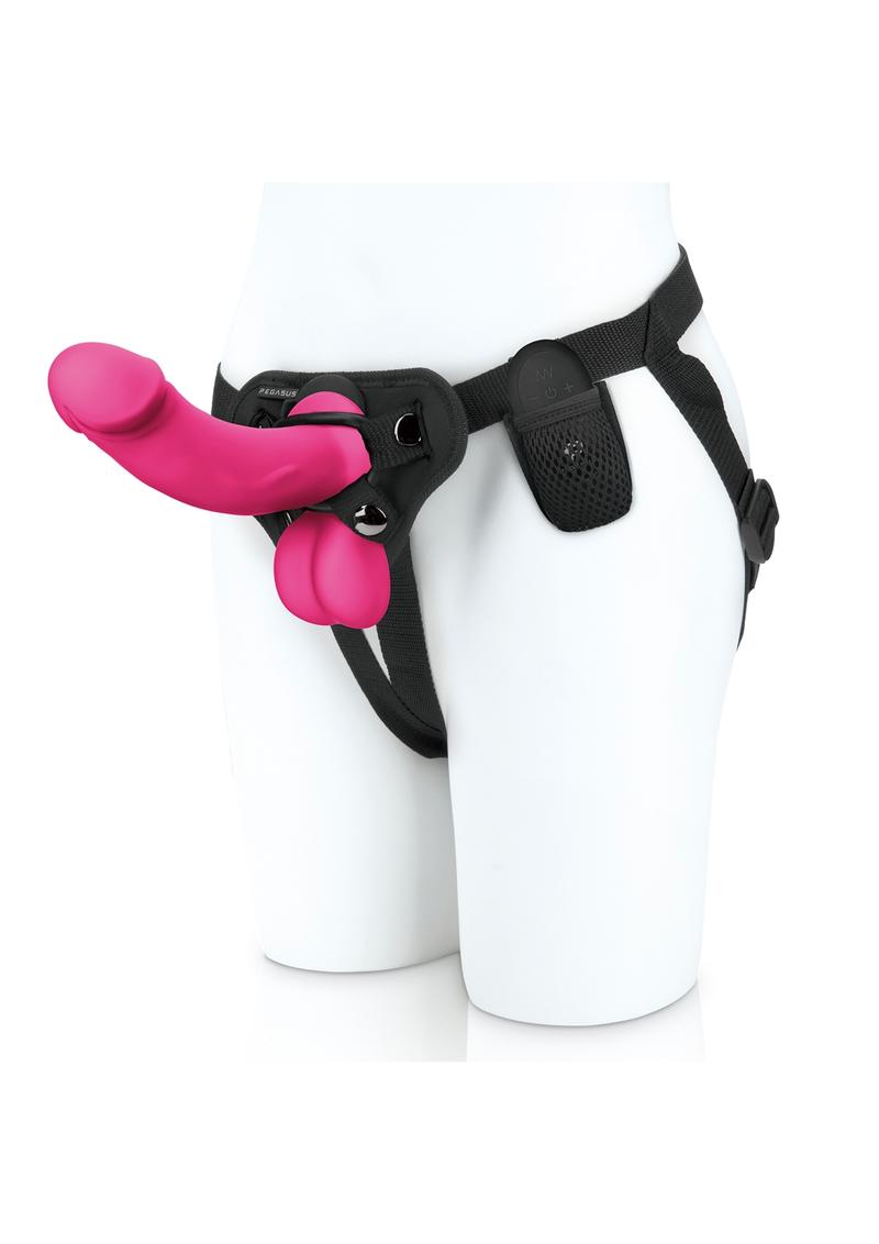 Pegasus Realistic Silicone Rechargeable Dildo with Balls with Remote Control and Adjustable Harness