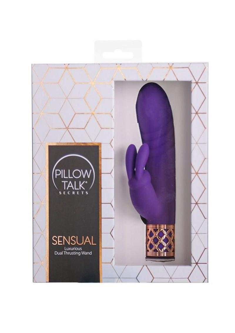 Pillow Talk Secrets Sensual Rechargeable Silicone Dual Thrusting Rabbit Wand