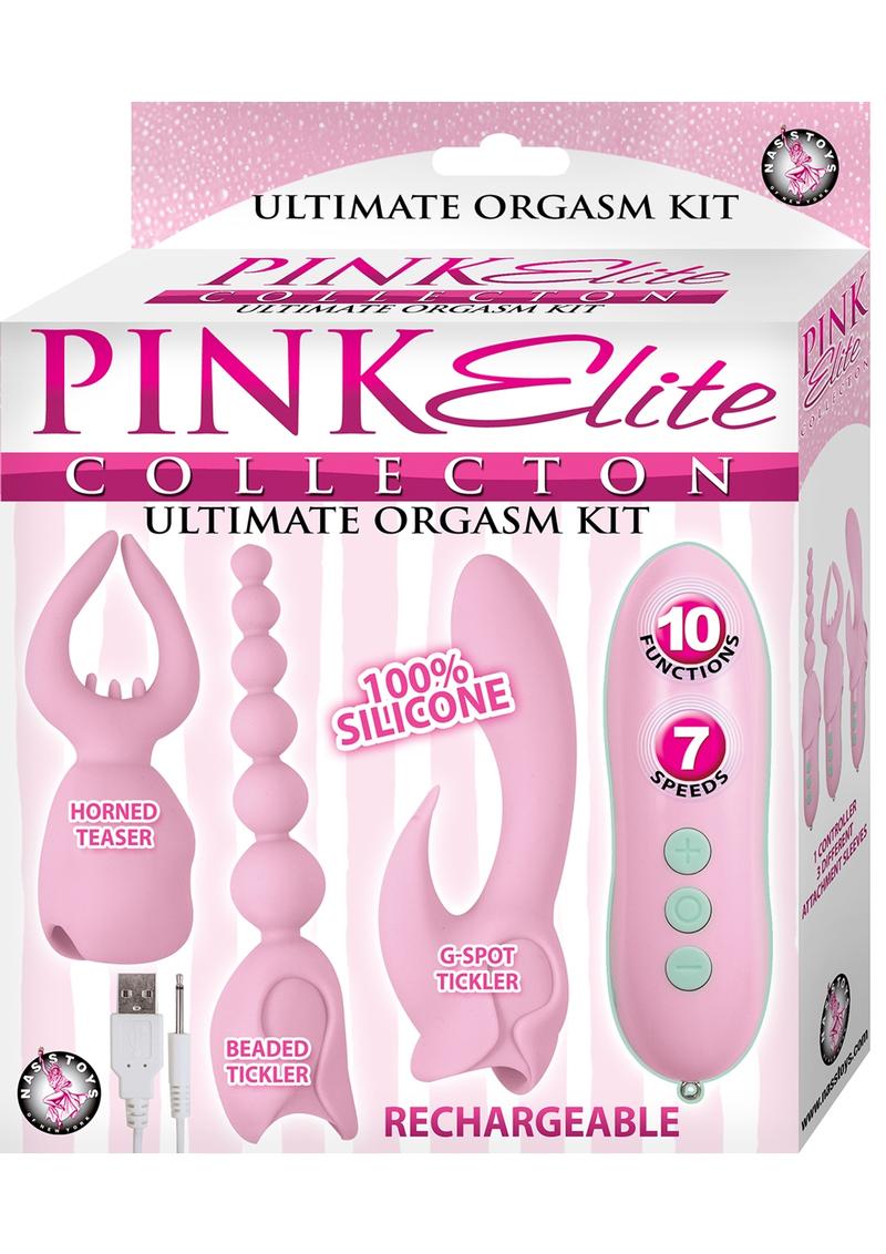 Pink Elite Collection Rechargeable Silicone Vibrator Ultimate Orgasm Kit