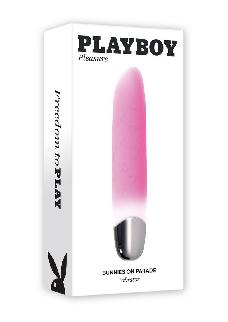 Playboy Bunnies On Parade Rechargeable Silicone Vibrator with Clitoral Stimulator
