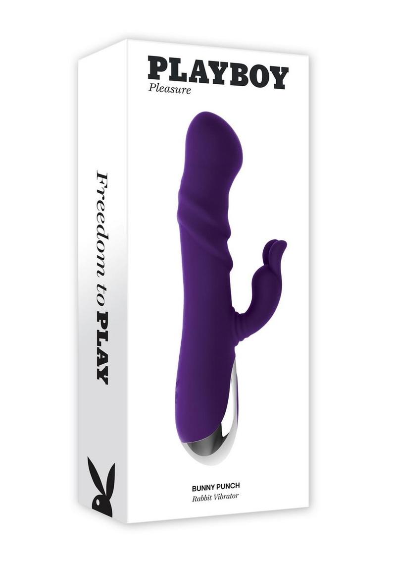 Playboy Bunny Punch Rechargeable Silicone Rabbit Vibrator with Twirly G-Spot Head