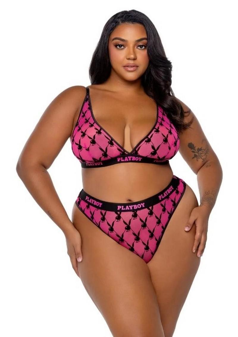 Playboy Flocked Bunny Bra