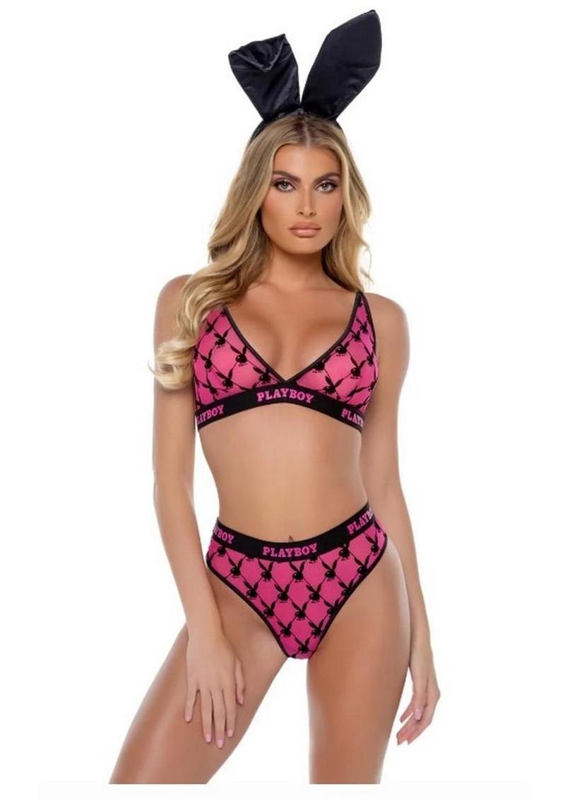 Playboy Flocked Bunny Bra