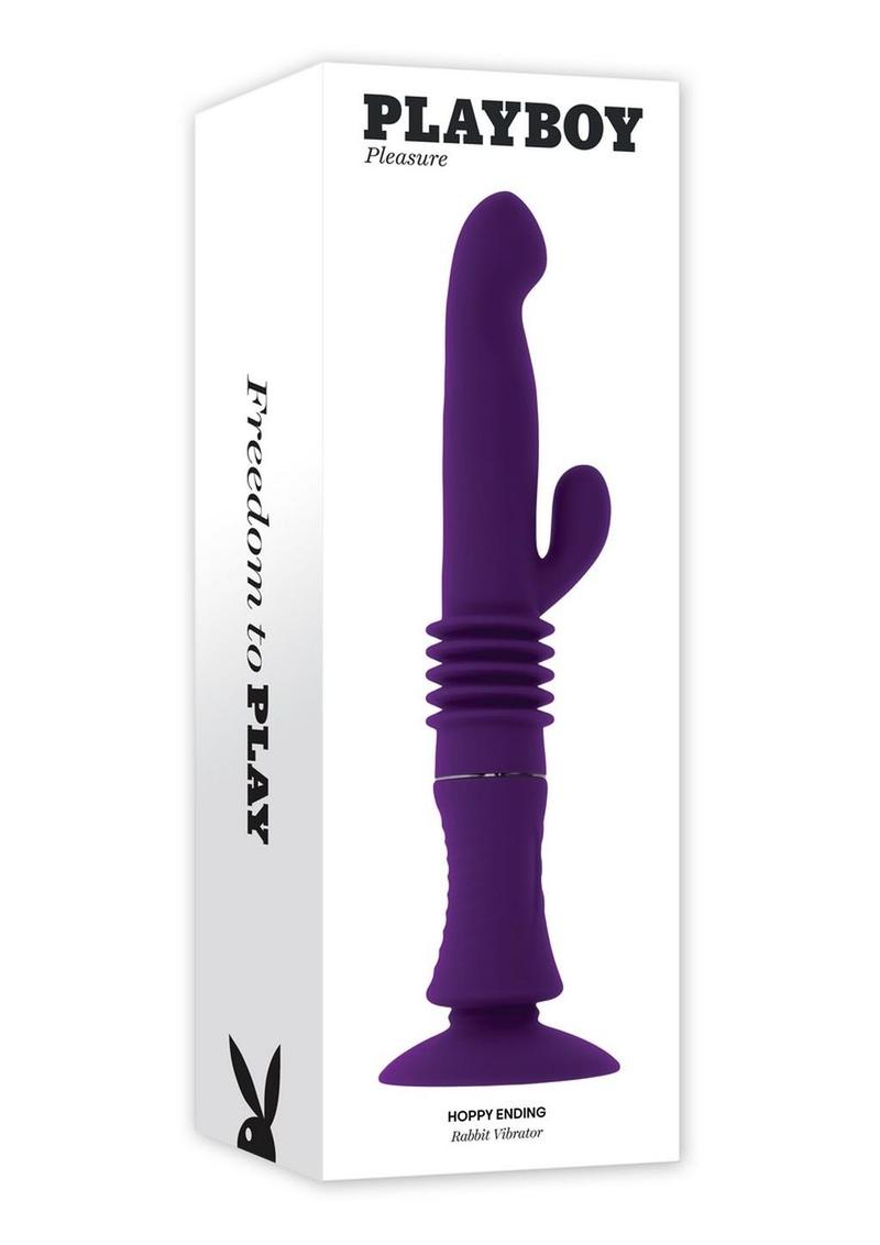 Playboy Happy Ending Rechargeable Silicone Thrusting Rabbit Vibrator