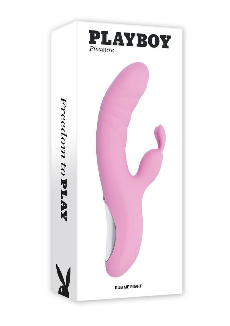 Playboy Rub Me Right Rechargeable Silicone Thrusting G-Spot Rabbit Vibrator
