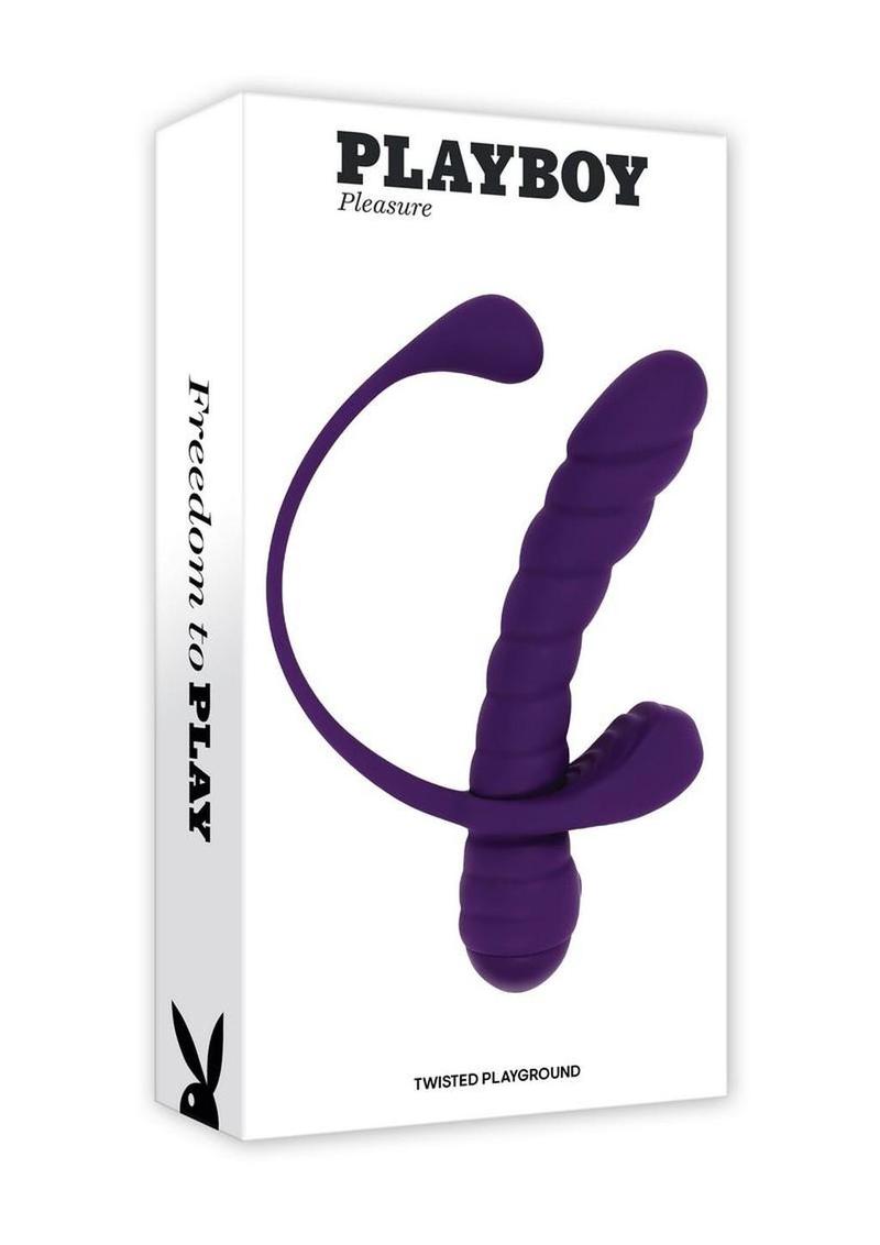 Playboy Twisted Playground Rechargeable Silicone Dual Vibrator with Detachable C-Ring Anal Tail