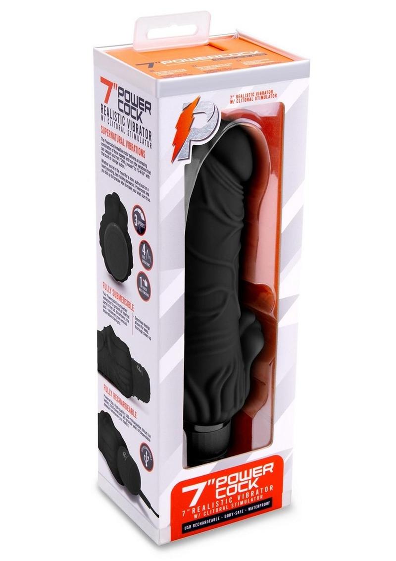 Powercocks Silicone Realistic Vibrator with Clitoral Stimulator