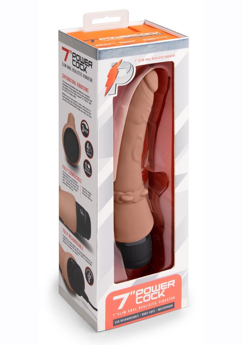 Powercocks Silicone Rechargeable Slim Anal Realistic Vibrator