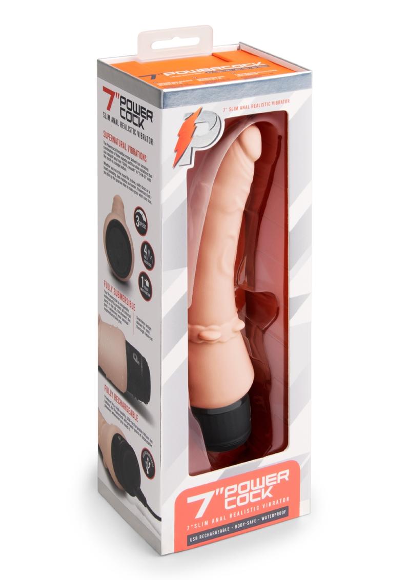 Powercocks Silicone Rechargeable Slim Anal Realistic Vibrator