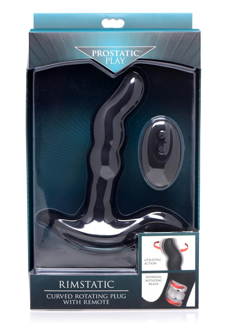 Prostatic Play Curved Rotating Silicone Prostate Plug with Remote