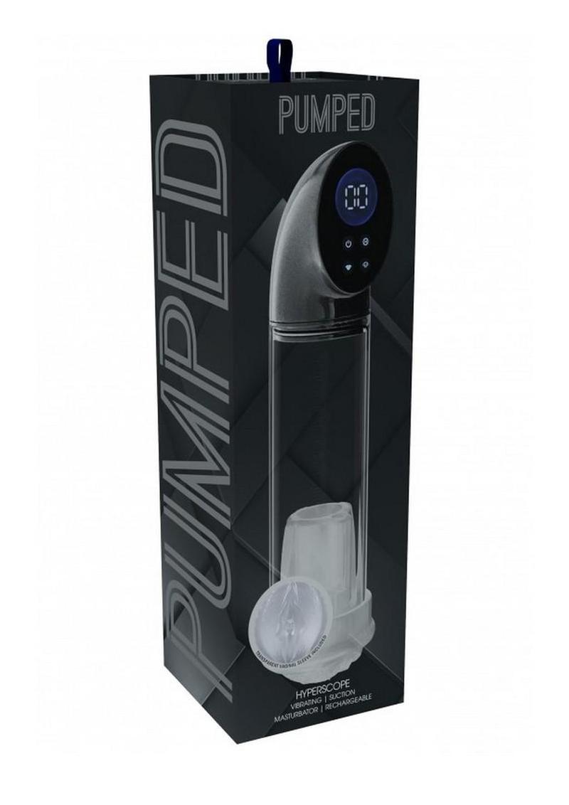 Pumped Hyperscope Automatic Rechargeable Dual Vibrating Male Pump with Vagina Sleeve