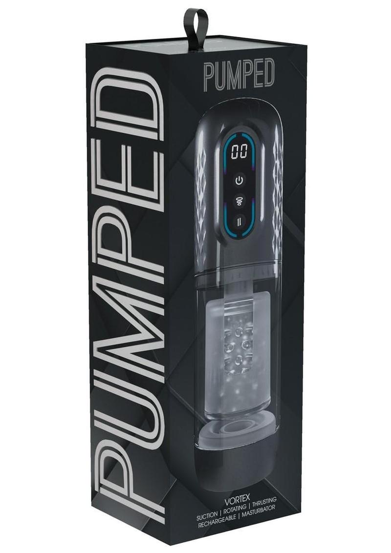 Pumped Vortex Multi Function Suction Rotating Thrusting Rechargeable Masturbator