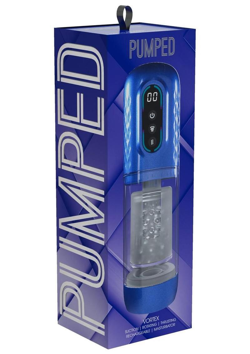 Pumped Vortex Multi Function Suction Rotating Thrusting Rechargeable Masturbator - Metallic