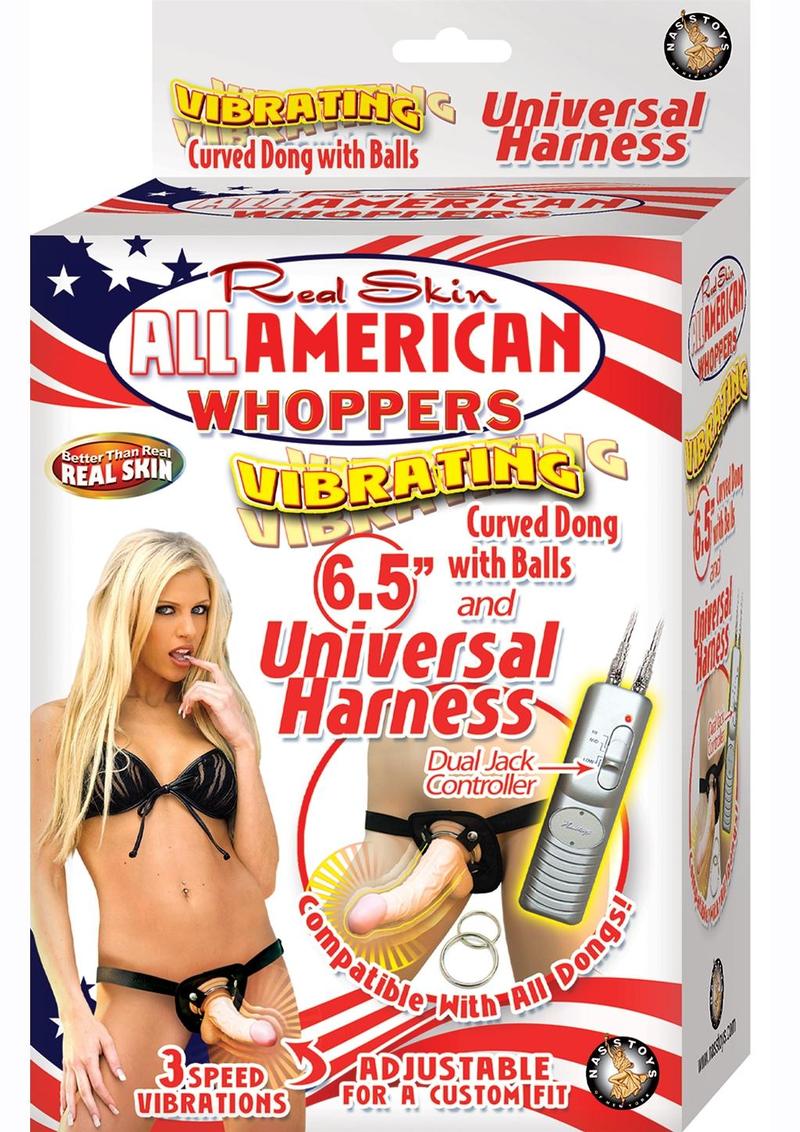 Real Skin All American Whoppers Vibrating Dildo with Universal Harness