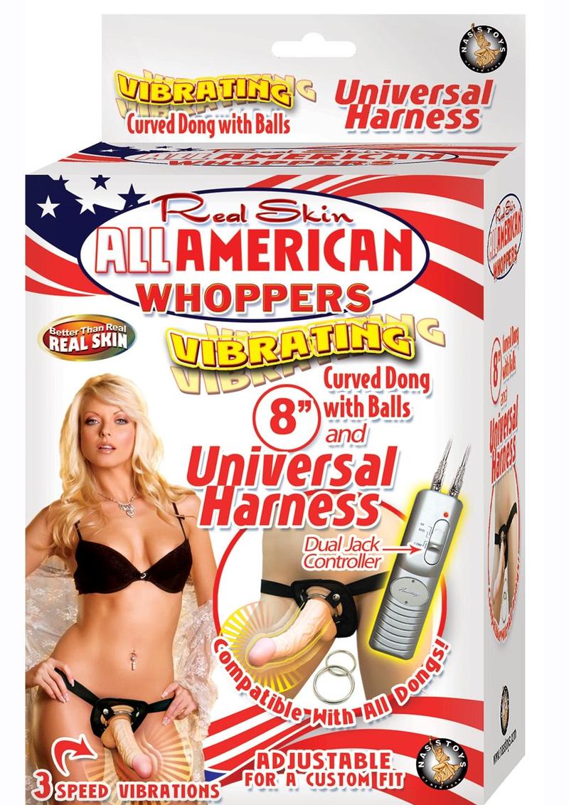 Real Skin All American Whoppers Vibrating Dildo with Universal Harness