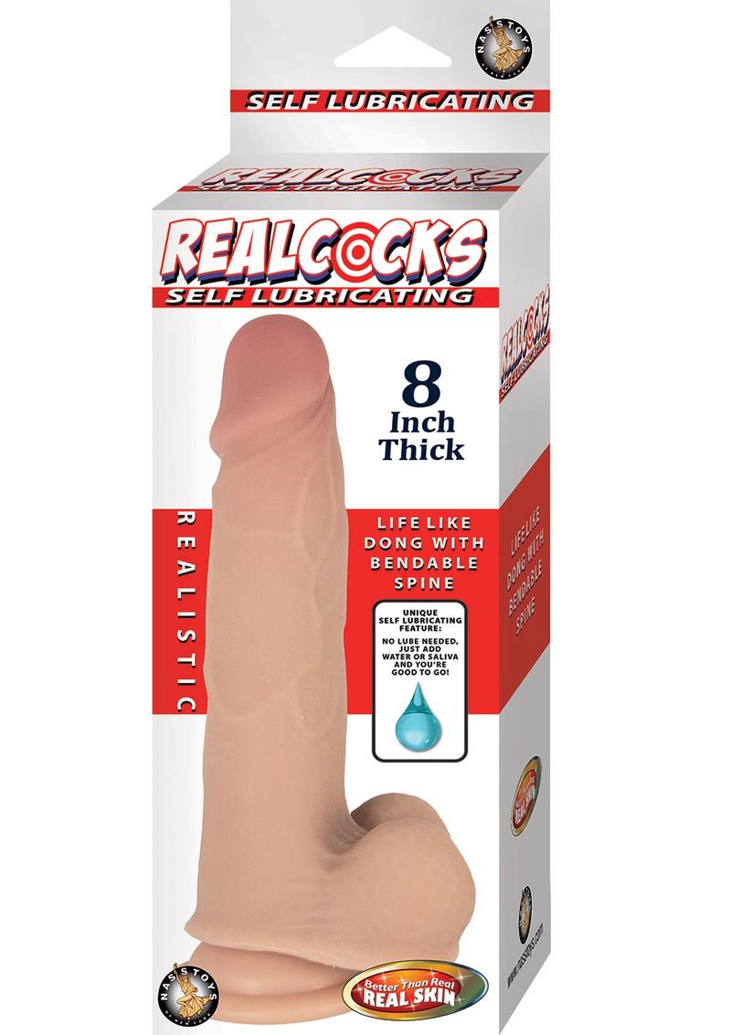 Realcocks Self Lubricating Bendable Thick Dildo with Balls