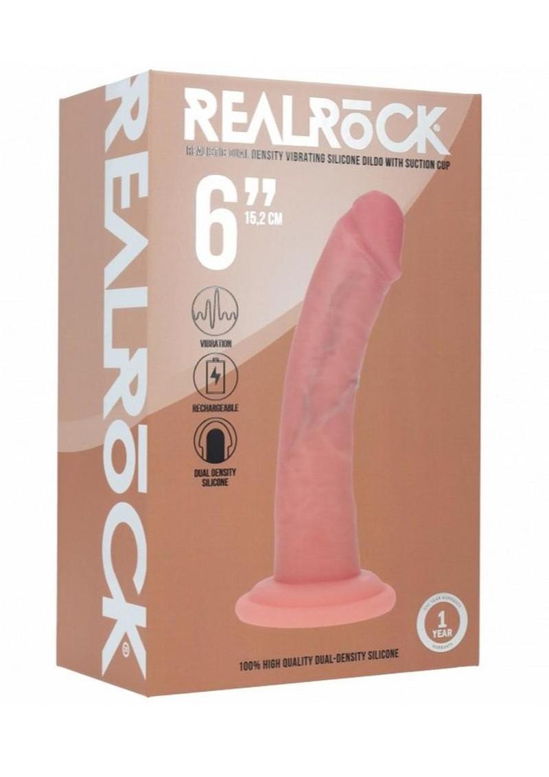Realrock Dual Layered Rechargeable Silicone Curved Realistic Vibrating Dildo with Suction Cup