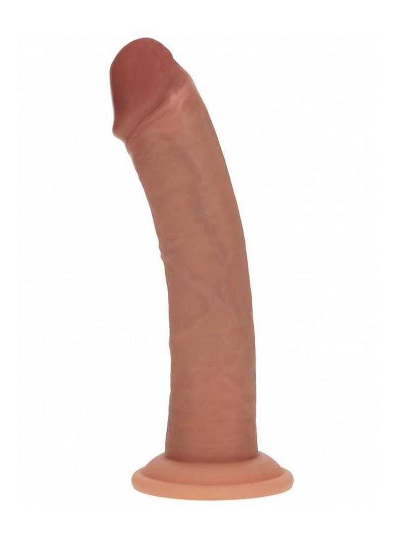 Realrock Dual Layered Rechargeable Silicone Curved Realistic Vibrating Dildo with Suction Cup